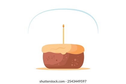 birthday cake with candle.Vector for postcards and stickers