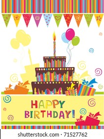 Birthday Cake Card Stock Vector (Royalty Free) 71527762 | Shutterstock