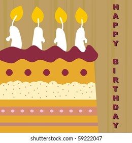 birthday cake card, vector
