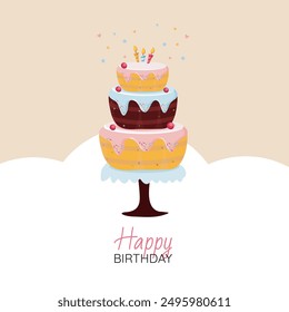 Tarjeta de la torta de cumpleaños Ilustración vectorial