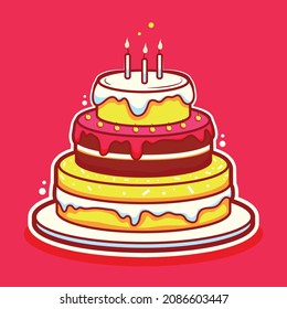 birthday cake cartoon art wallpaper design