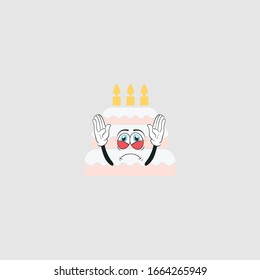 birthday cake cartoon characters design with expression. you can use for stickers, pins, mascot or patches