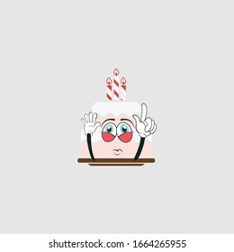birthday cake cartoon characters design with expression. you can use for stickers, pins, mascot or patches
