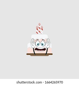 birthday cake cartoon characters design with expression. you can use for stickers, pins, mascot or patches