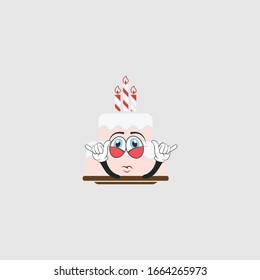 birthday cake cartoon characters design with expression. you can use for stickers, pins, mascot or patches