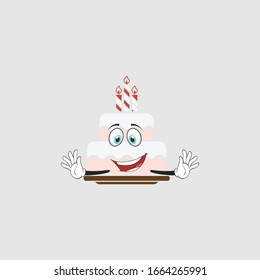 birthday cake cartoon characters design with expression. you can use for stickers, pins, mascot or patches