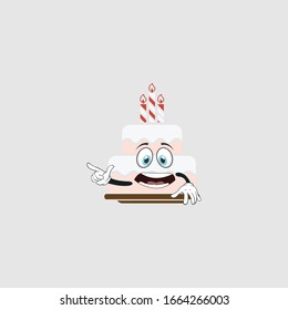 birthday cake cartoon characters design with expression. you can use for stickers, pins, mascot or patches