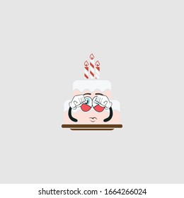 birthday cake cartoon characters design with expression. you can use for stickers, pins, mascot or patches