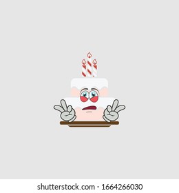 birthday cake cartoon characters design with expression. you can use for stickers, pins, mascot or patches