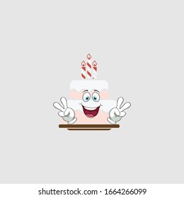 birthday cake cartoon characters design with expression. you can use for stickers, pins, mascot or patches