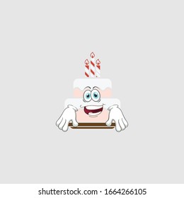 birthday cake cartoon characters design with expression. you can use for stickers, pins, mascot or patches