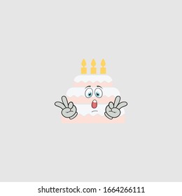 birthday cake cartoon characters design with expression. you can use for stickers, pins, mascot or patches