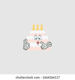 birthday cake cartoon characters design with expression. you can use for stickers, pins, mascot or patches