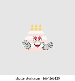 birthday cake cartoon characters design with expression. you can use for stickers, pins, mascot or patches