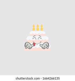 birthday cake cartoon characters design with expression. you can use for stickers, pins, mascot or patches