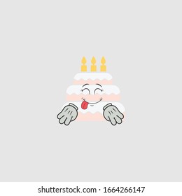 birthday cake cartoon characters design with expression. you can use for stickers, pins, mascot or patches