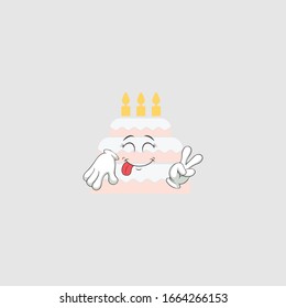 birthday cake cartoon characters design with expression. you can use for stickers, pins, mascot or patches