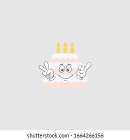 birthday cake cartoon characters design with expression. you can use for stickers, pins, mascot or patches