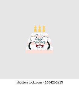 birthday cake cartoon characters design with expression. you can use for stickers, pins, mascot or patches