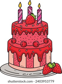 Birthday Cake Cartoon Colored Clipart Illustration