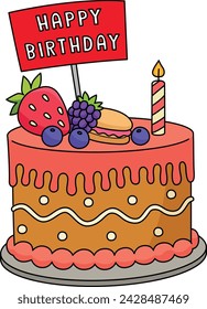 Birthday Cake Cartoon Colored Clipart Illustration