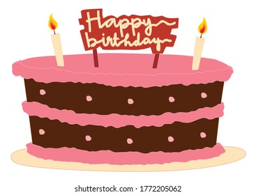 Birthday Cake Cartoon. Happy Birthday concept!
