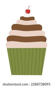 Geburtstagskortographie-Illustration. Doodle-Kuchen, Cupcakes für eine fröhliche Geburtstagsfeier