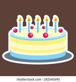 Birthday cake in cartoon style