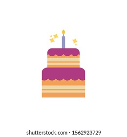 birthday cake celebration party flat icon design vector illustration