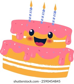 Birthday Cake Character Vector Illustration