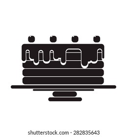 Birthday cake with cherry.
Icon style vector illustration.