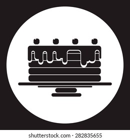 Birthday cake with cherry.
Icon style vector illustration.