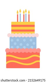 Torta de cumpleaños Diseño infantil. Ilustración del vector