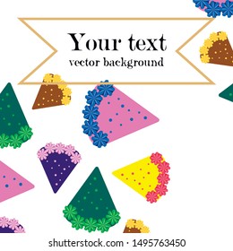 Birthday cake and chocolate cake, cut slice. Vector illustration