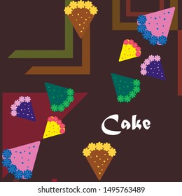 Birthday cake and chocolate cake, cut slice. Vector illustration