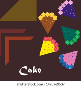 Birthday cake and chocolate cake, cut slice. Vector illustration
