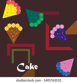 Birthday cake and chocolate cake, cut slice. Vector illustration