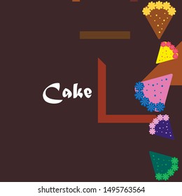 Birthday cake and chocolate cake, cut slice. Vector illustration