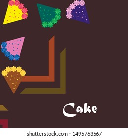 Birthday cake and chocolate cake, cut slice. Vector illustration