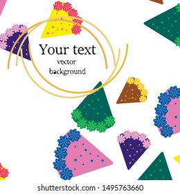 Birthday cake and chocolate cake, cut slice. Vector illustration
