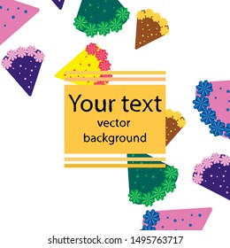 Birthday cake and chocolate cake, cut slice. Vector illustration