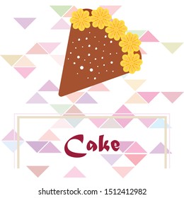 Birthday cake and chocolate cake, cut slice. Vector illustration