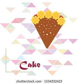Birthday cake and chocolate cake, cut slice. Vector illustration