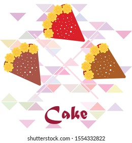 Birthday cake and chocolate cake, cut slice. Vector illustration
