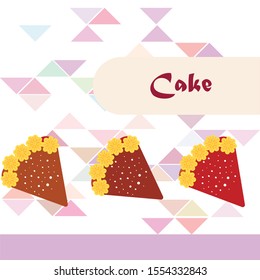Birthday cake and chocolate cake, cut slice. Vector illustration
