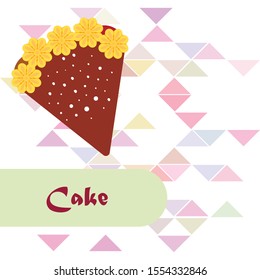 Birthday cake and chocolate cake, cut slice. Vector illustration