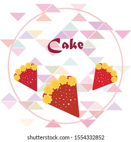 Birthday cake and chocolate cake, cut slice. Vector illustration