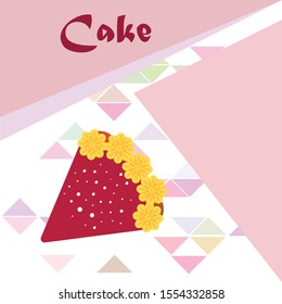 Birthday cake and chocolate cake, cut slice. Vector illustration