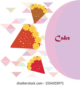Birthday cake and chocolate cake, cut slice. Vector illustration