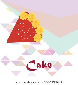 Birthday cake and chocolate cake, cut slice. Vector illustration